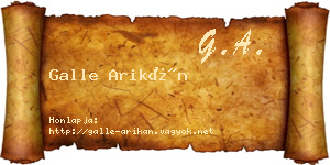 Galle Arikán névjegykártya